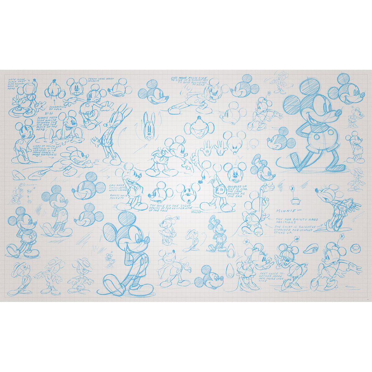 Komar  Vlies Fototapete Mickey Sketches 400x250 cm Bild 2
