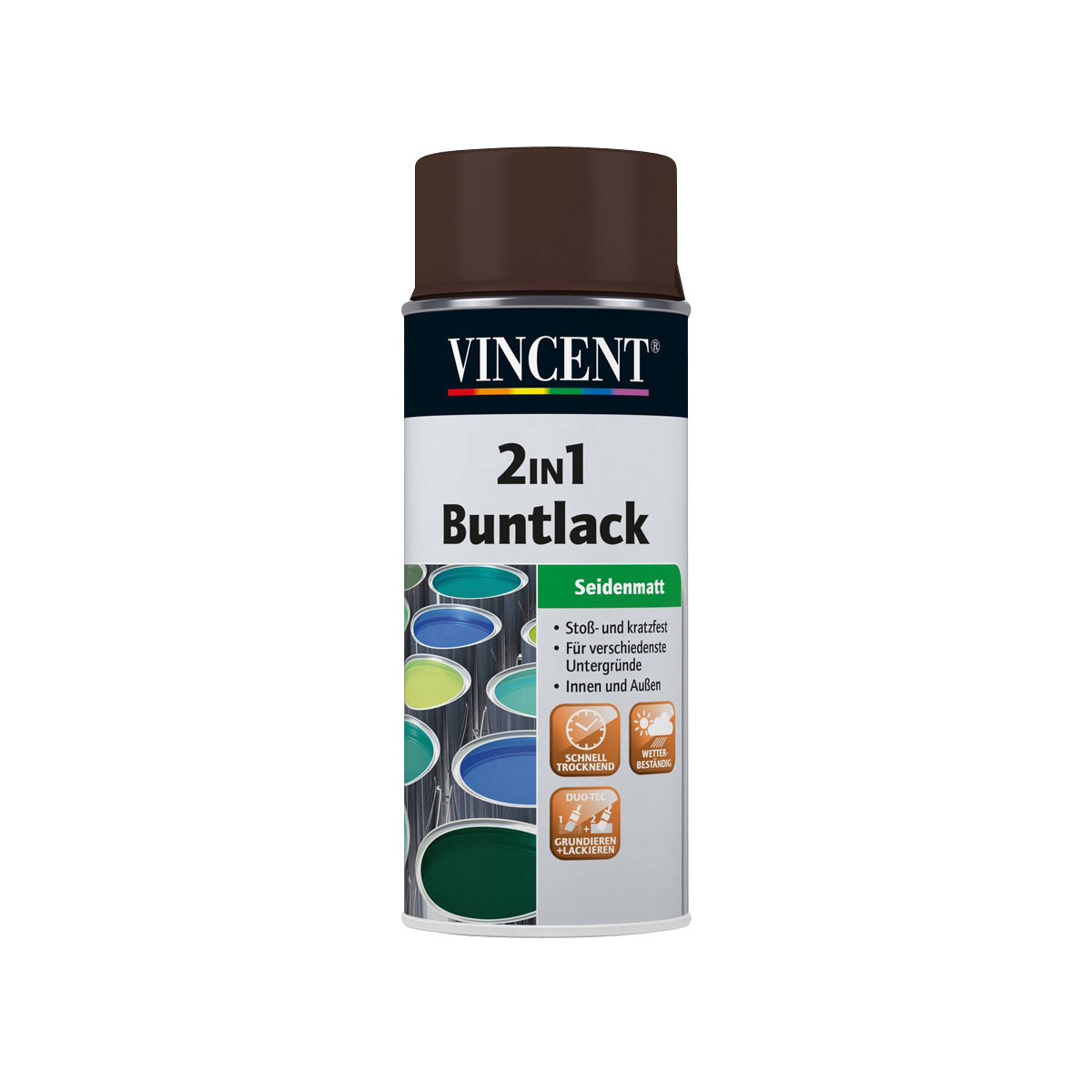 Vincent 2in1 Buntsprühlack schokobraun seidenmantt 150 ml