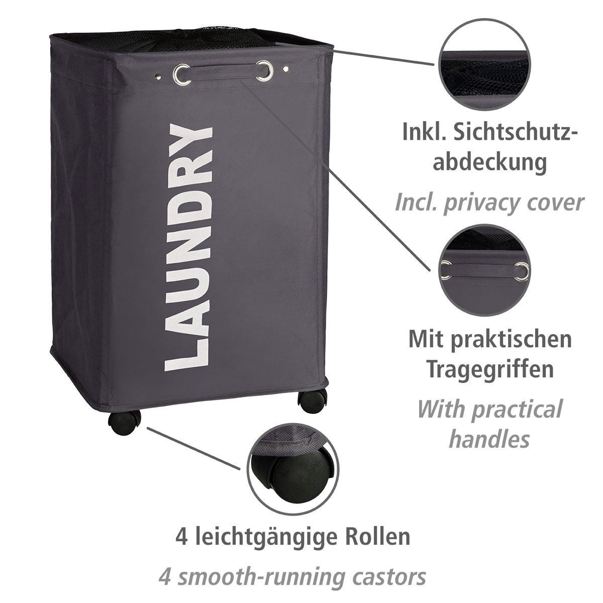 Wenko Wäschesammler Quadro grau 79 l Bild 2