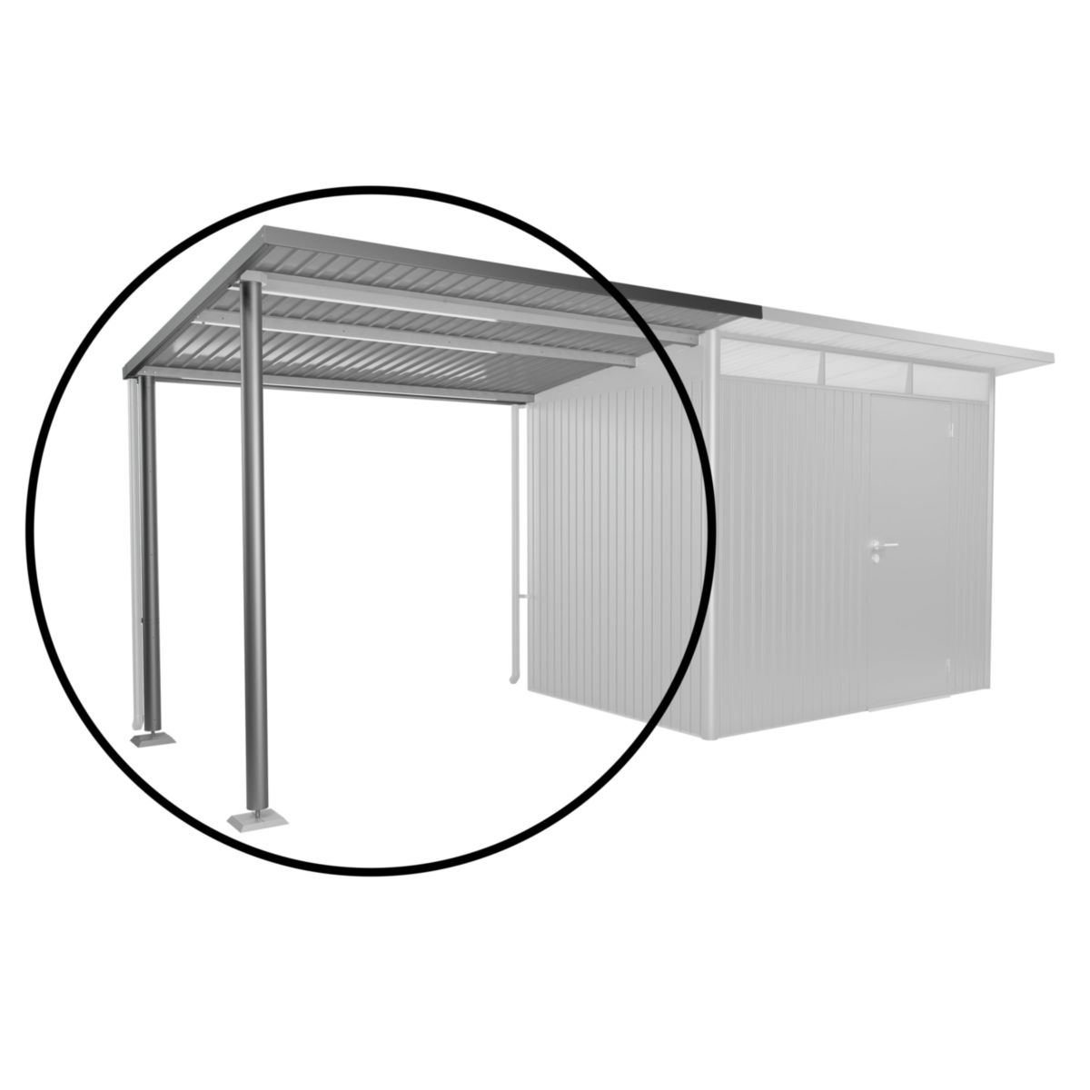 Biohort Seitendach A2/A6 Gr. L 243 x 260 x 218 cm quarzgrau-metallic