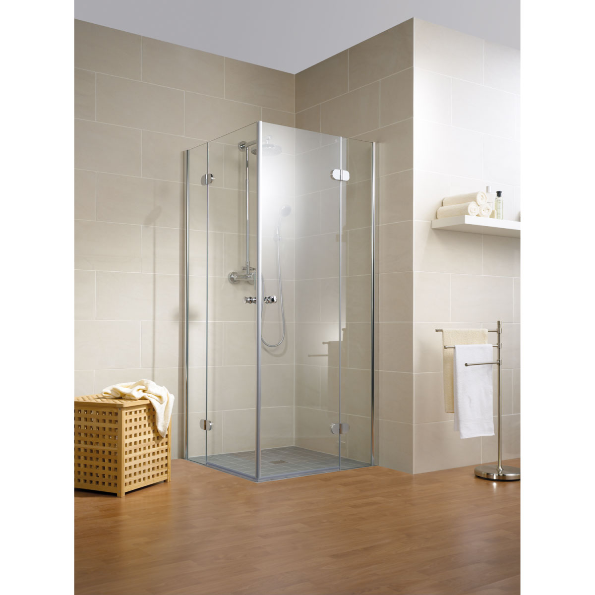 Schulte Duschwand MasterClass Eckeinstieg 4 teilig Montage auf Fliesen 200 x 89 cm