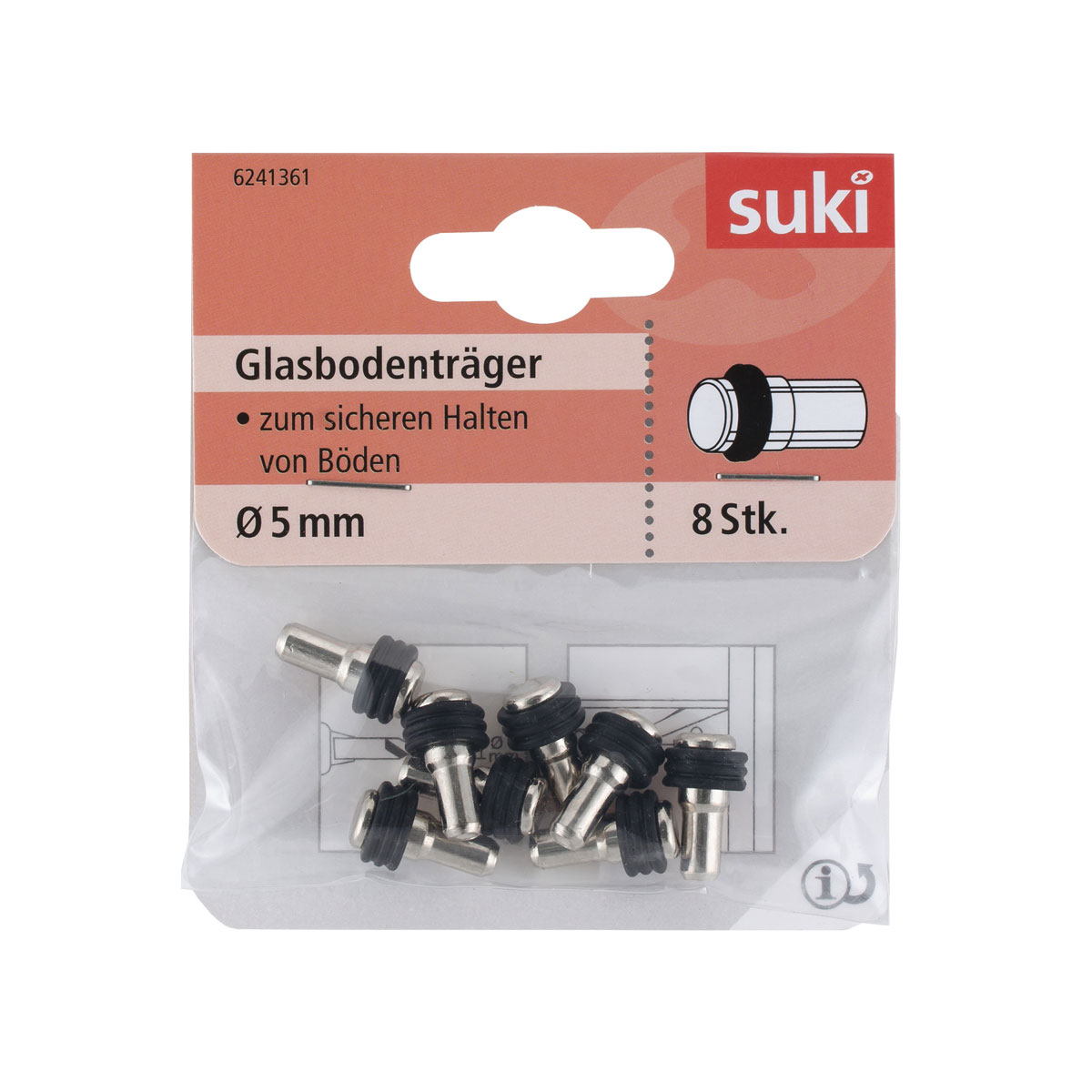 Suki Bodenträger Metall Durchmesser 0,5 x 0,8 cm schwarz 8 Stück