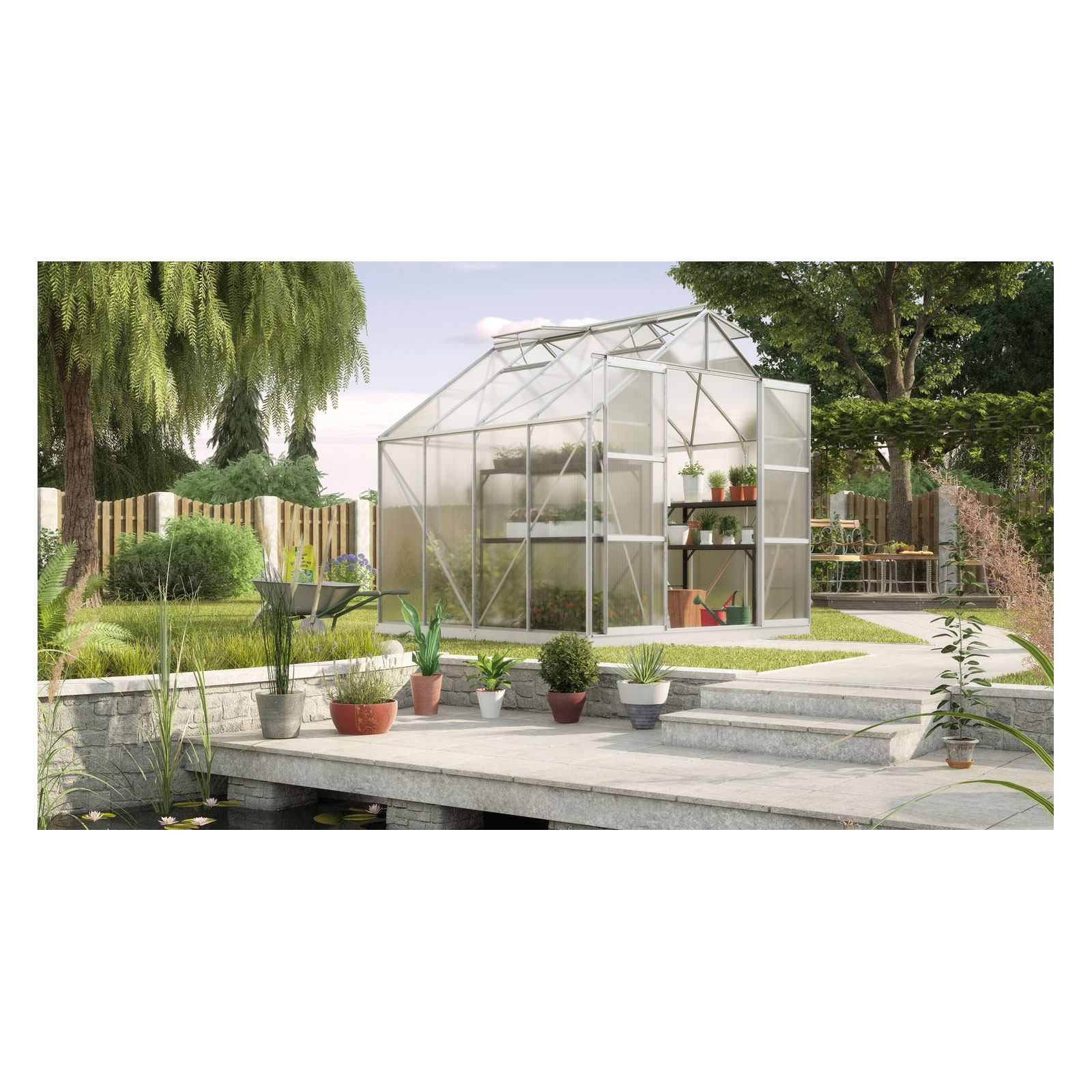 Vitavia Gewächshaus Uranus 6700 6,7m² 4 mm Hohlkammerplatten silber