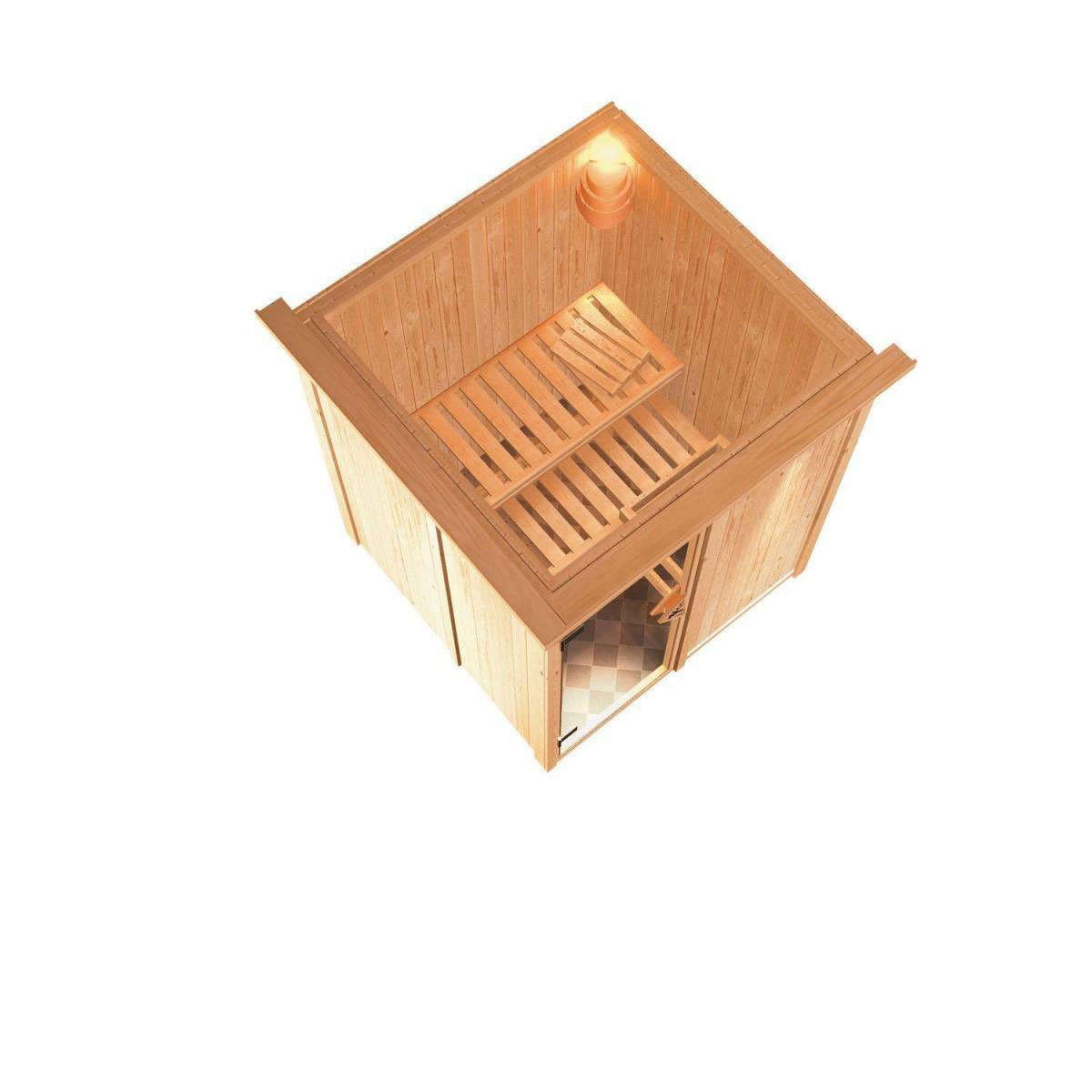 Karibu Systemsauna Norin 68 mm ohne Ofen mit Kranz Bild 3