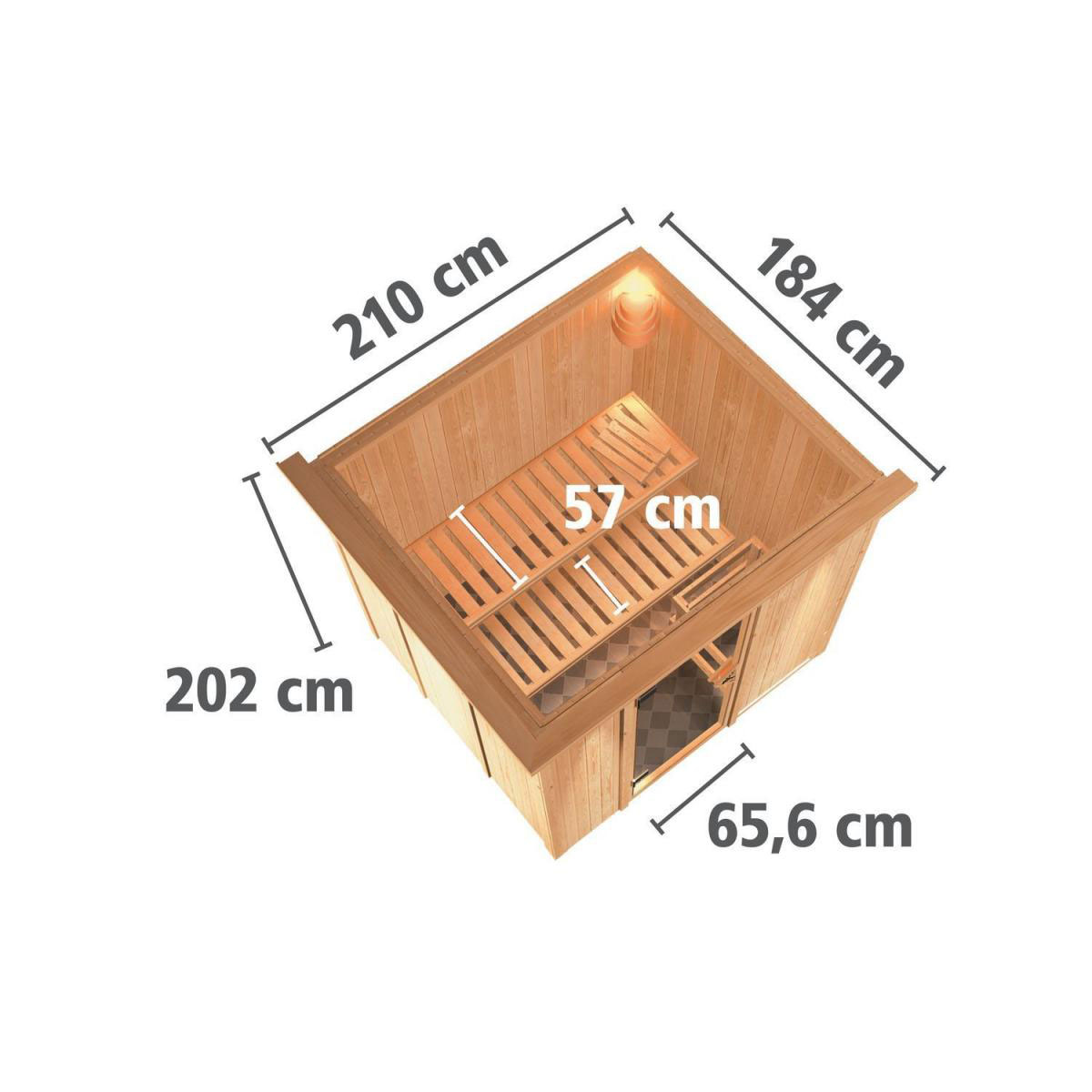 Karibu Sauna Daria Fronteinstieg 3,6 kW Ofen externe Strg mit Kranz Energiespartür Bild 12