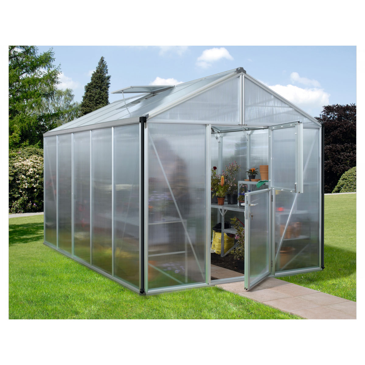 Vitavia Gewächshaus Zeus 10000 ESG 10m² 10 mm Hohlkammerplatte schwarz