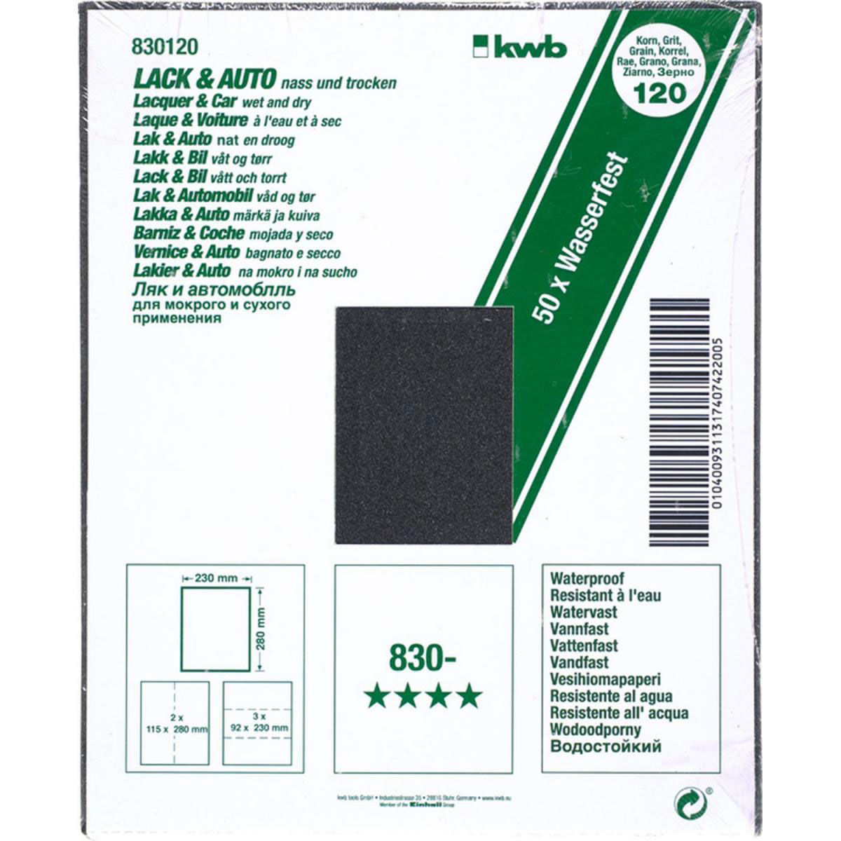 kwb  Schleifpapier Lack und Auto wasserfest 230 x 280 mm K120 Bild 2