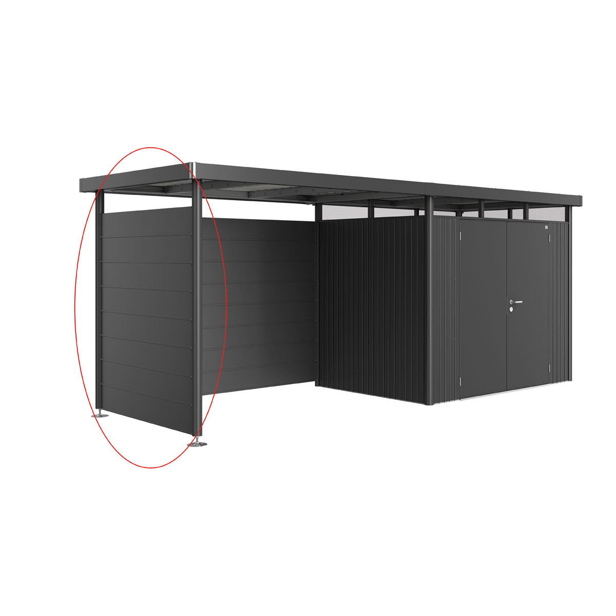 Biohort Seitenwand für Seitendach zu Gerätehaus HighLine H2 dunkelgrau-metallic