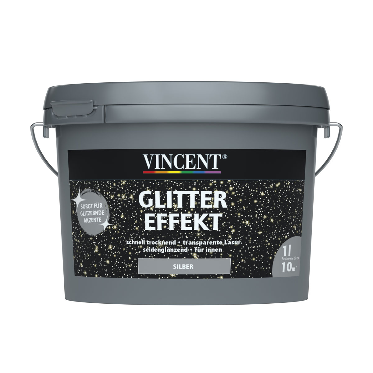 Vincent Lasur Glitter Effekt Silber