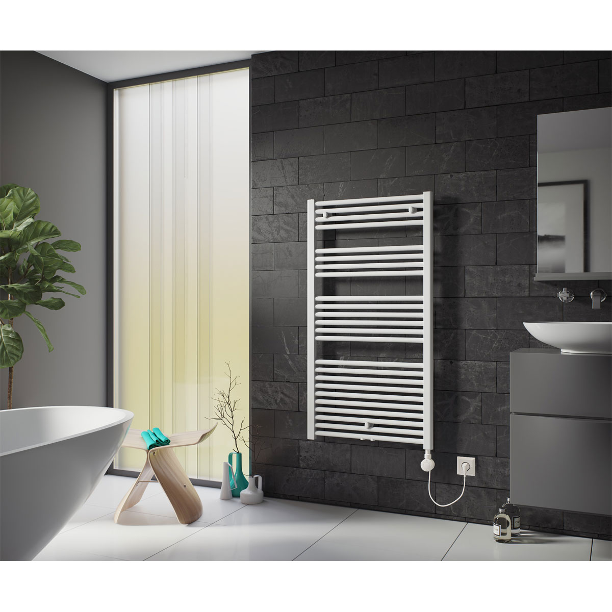 Ximax  Elektrischer Handtuchwärmer Alpha 825 x 500 mm 300 Watt Typ 5 Weiß