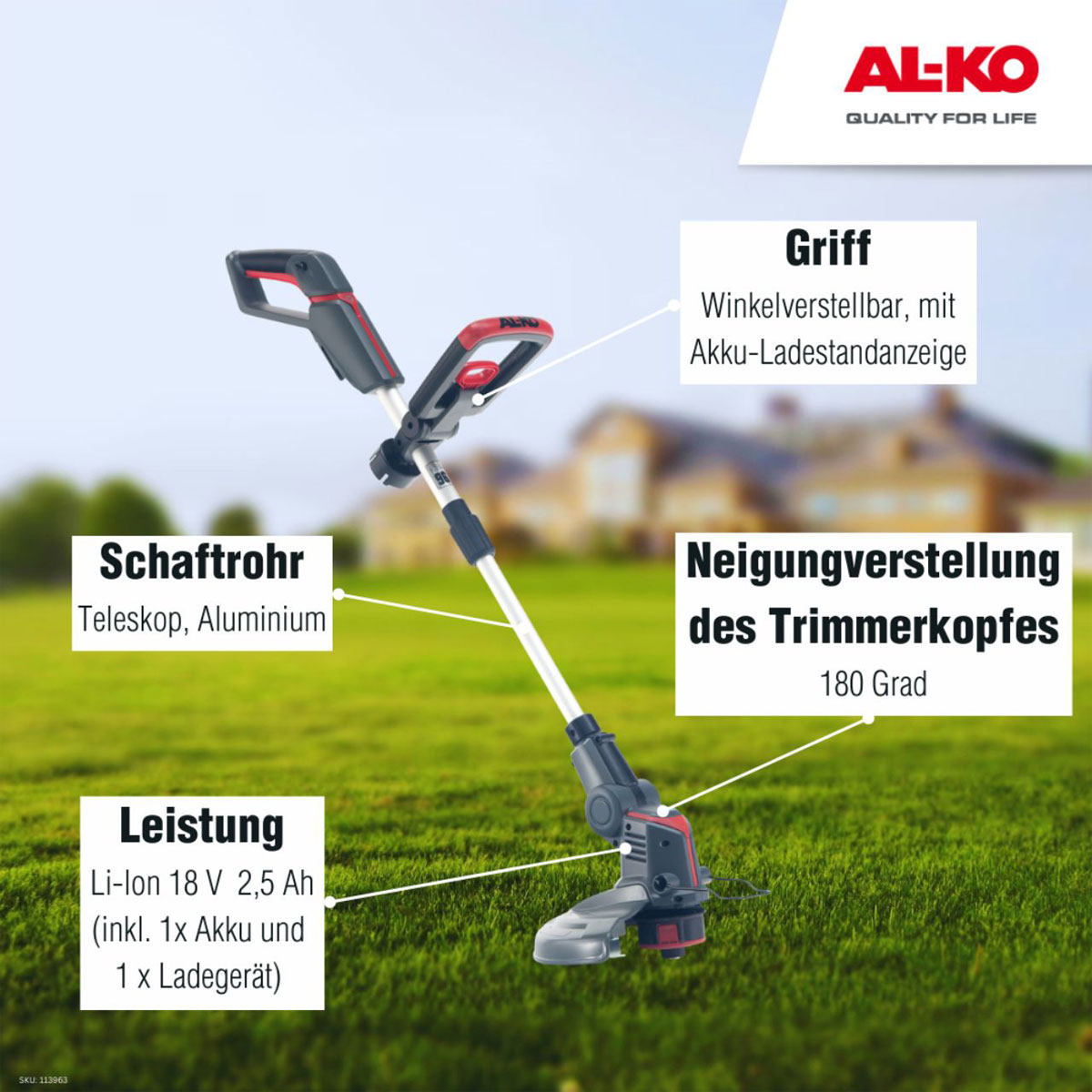 AL-KO  Akku-Trimmer 18 V GT 1825 inkl Akku Bild 10