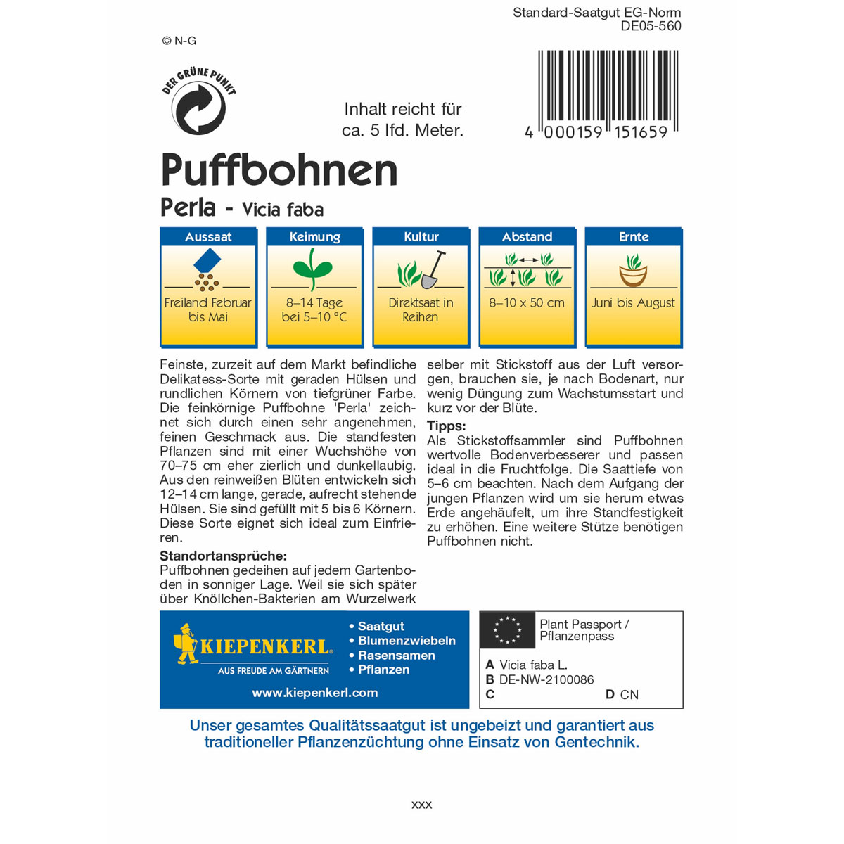 Kiepenkerl Puffbohne Perla Bild 2