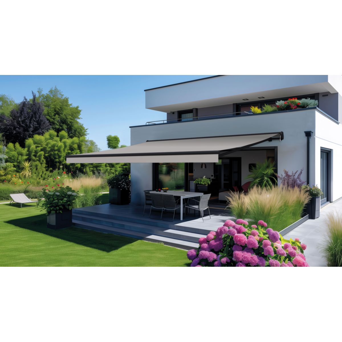 Durabil Halbkassettenmarkise Mistral anthrazit 500x300 cm, Design Moring Fog Bild 6