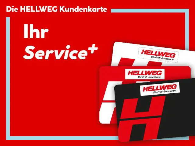 HELLWEG-Kundenkarten liegen gestapelt auf rotem Hintergrund.