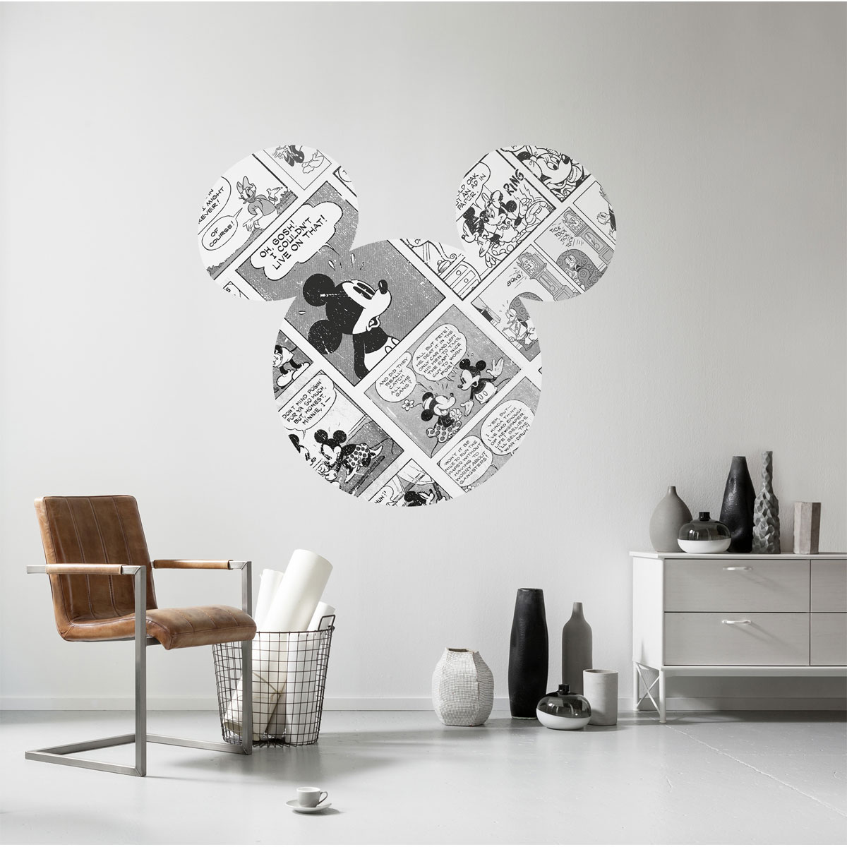 Komar  Selbstklebende Vlies Fototapete rund Mickey Head Comic Cartoon Durchmesser 125 cm Bild 3