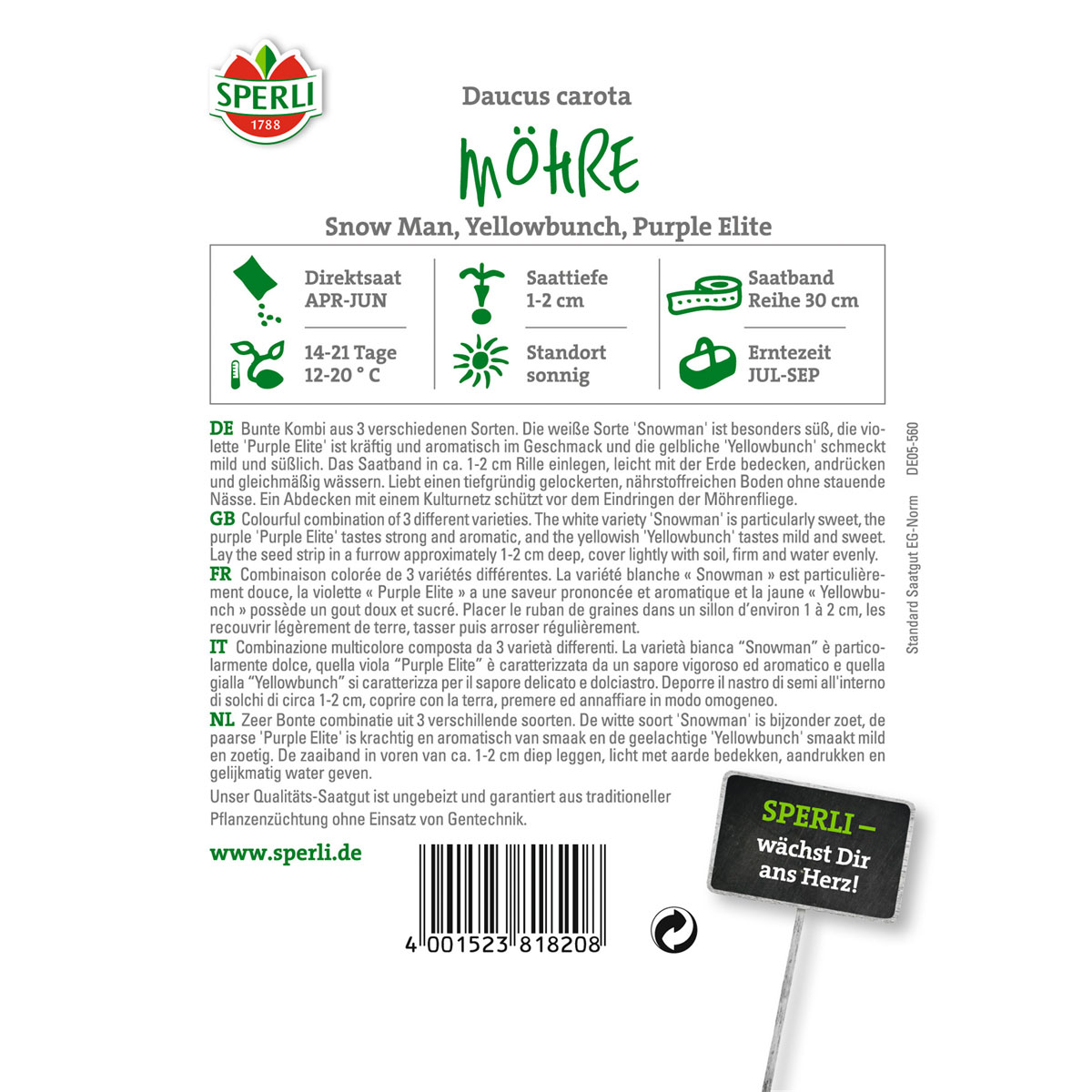 Sperli Möhren Sortiment 2 Saatband Version 1 Bild 2