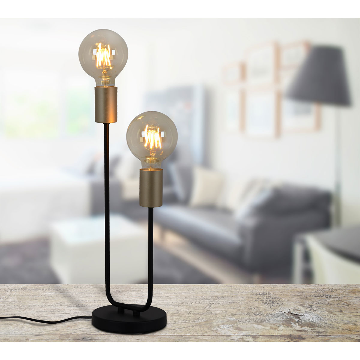 näve  Tischleuchte Modo schwarz Metall 2er Bild 3