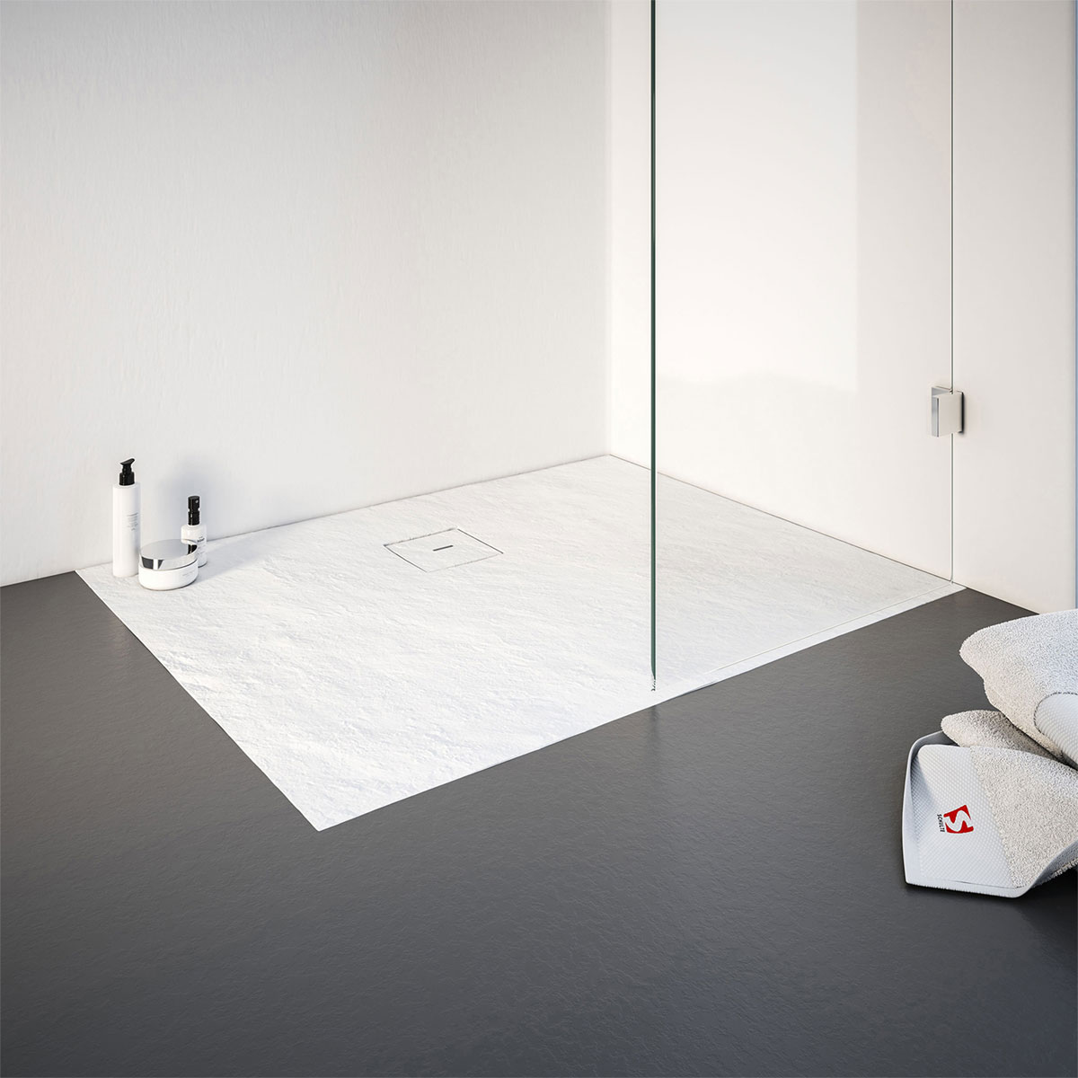 Schulte Express Plus Duschwa Mineralg Steinstr Rechteck -Plan 1000 x 750 alpinweis