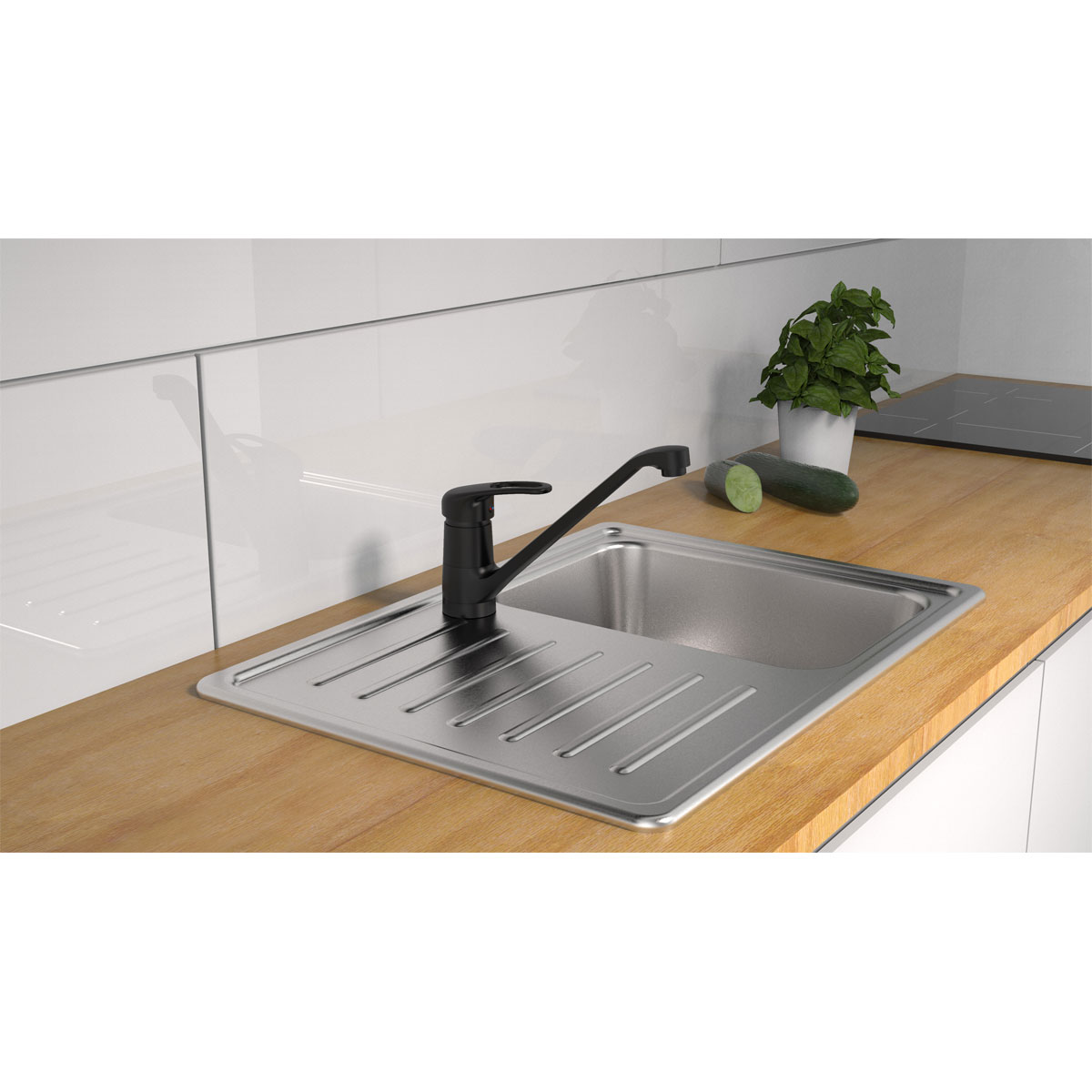 Schütte schwenkbare Design Küchenarmatur Grande schwarz matt Bild 3