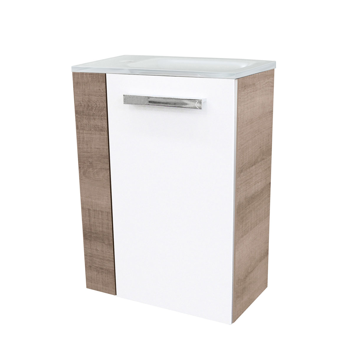 Fackelmann  Gäste-WC Waschtischunterschrank rechts SBC 440 x 600 x 243 mm Graueiche/Weiß Bild 4