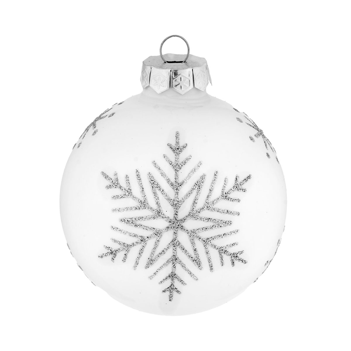 Ambientis Dekorierte Kugel weiß/silber mit Sternenmuster Bild 1