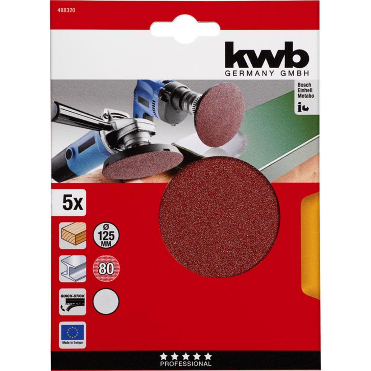 kwb  Schleifscheiben Quick-Stick Holz und Metall Durchmesser 125 mm K80 Bild 2