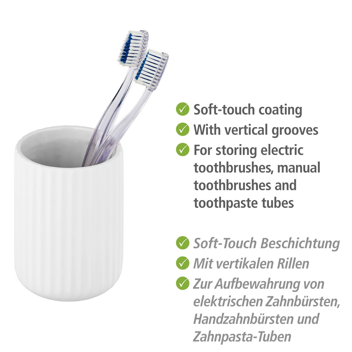 Wenko  Zahnputzbecher Belluno weiß Keramik Zahnbürstenhalter Bild 2