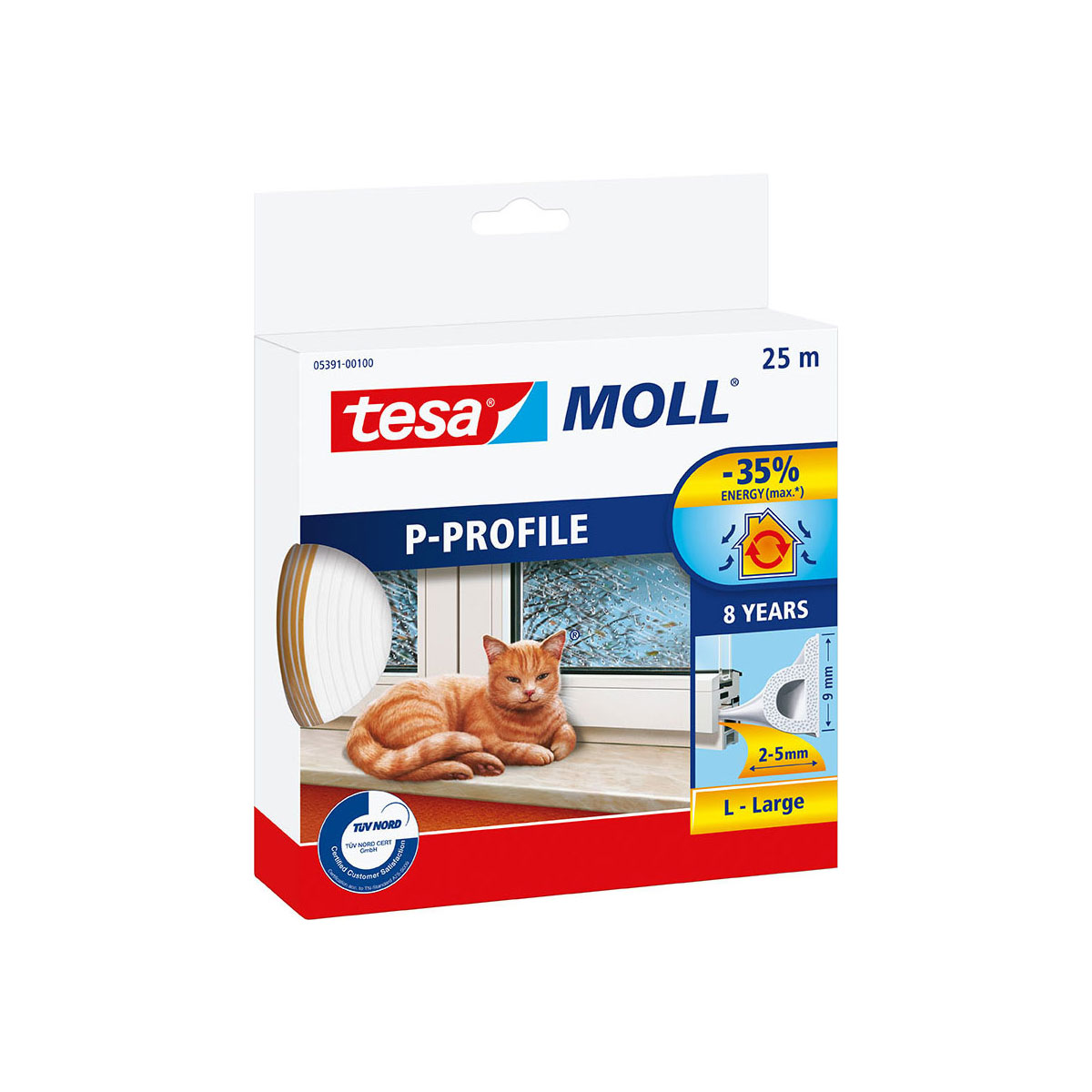 Tesa Isolierband P-Profil classic 25 m x 9 mm weiß