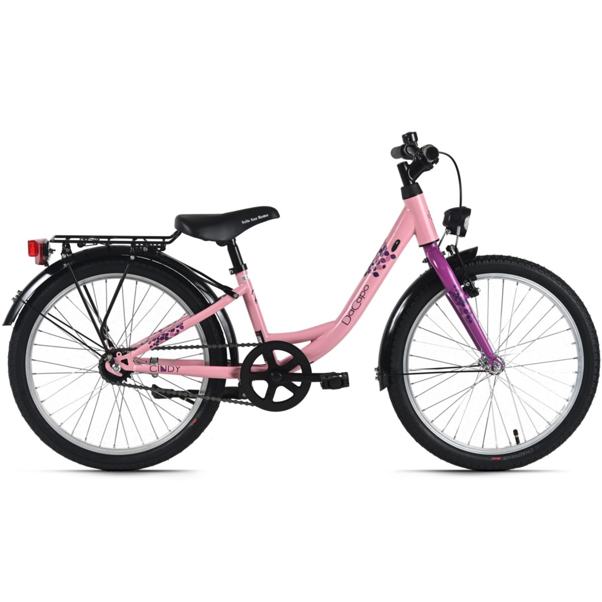Adore DaCapo Kinderfahrrad 20" Cindy Rosa 1 Gang RH 27 cm mit Beleuchtung - Ab 6 Jahre