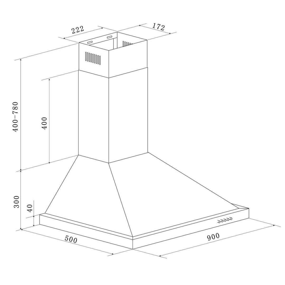 Respekta Dalia Kaminhaube CH22068IXB 90 cm Edelstahl Bild 2