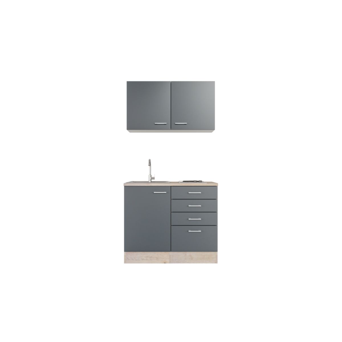 Flex-Well Miniküche „TIAGO 501-000“, 100x60 cm, basaltgrau