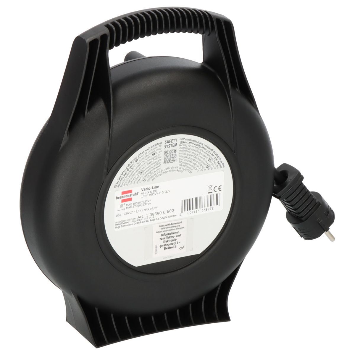 Brennenstuhl Vario-Line Kabelbox 3-fach USB-Ladefunktion 10m Bild 2