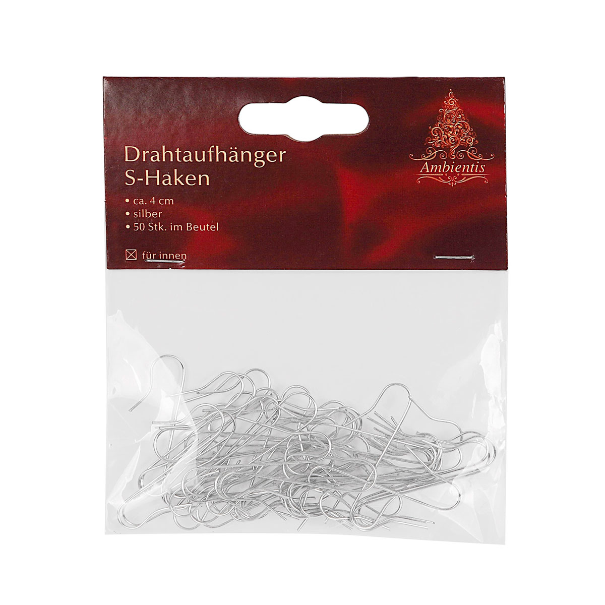 Ambientis Drahtaufhänger S-Haken 50 Stück im Beutel silber Bild 2