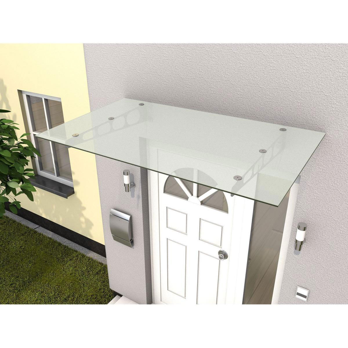 Durabil Edelstahl Vordach HD/LT VSG gefrostet 160 x 90 x 16 cm