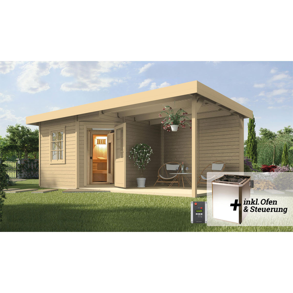 Weka  Saunahaus Salo Größe 2 Sparset 7,5 kW Bio S natur Bild 2