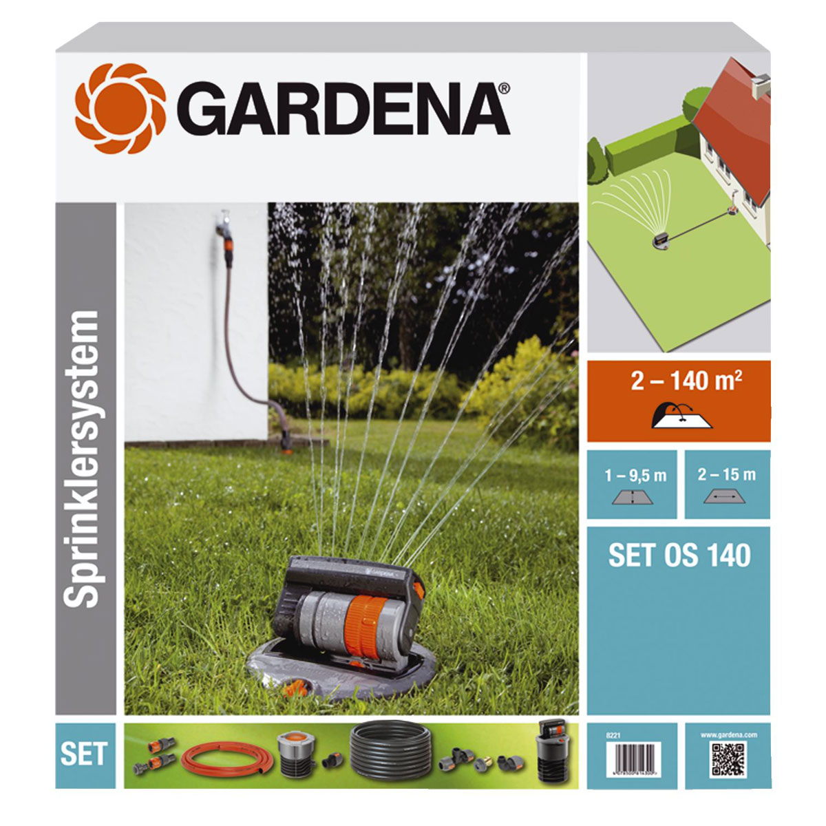 Gardena  Sprinklersystem Komplett-Set OS 140 mit Versenk-Viereckregner