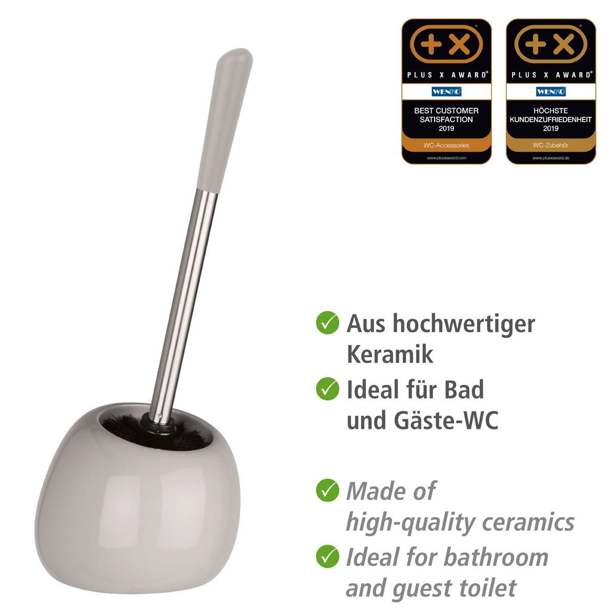 Wenko  WC-Garnitur Polaris Pastel Grey aus hochwertiger Keramik Bild 3