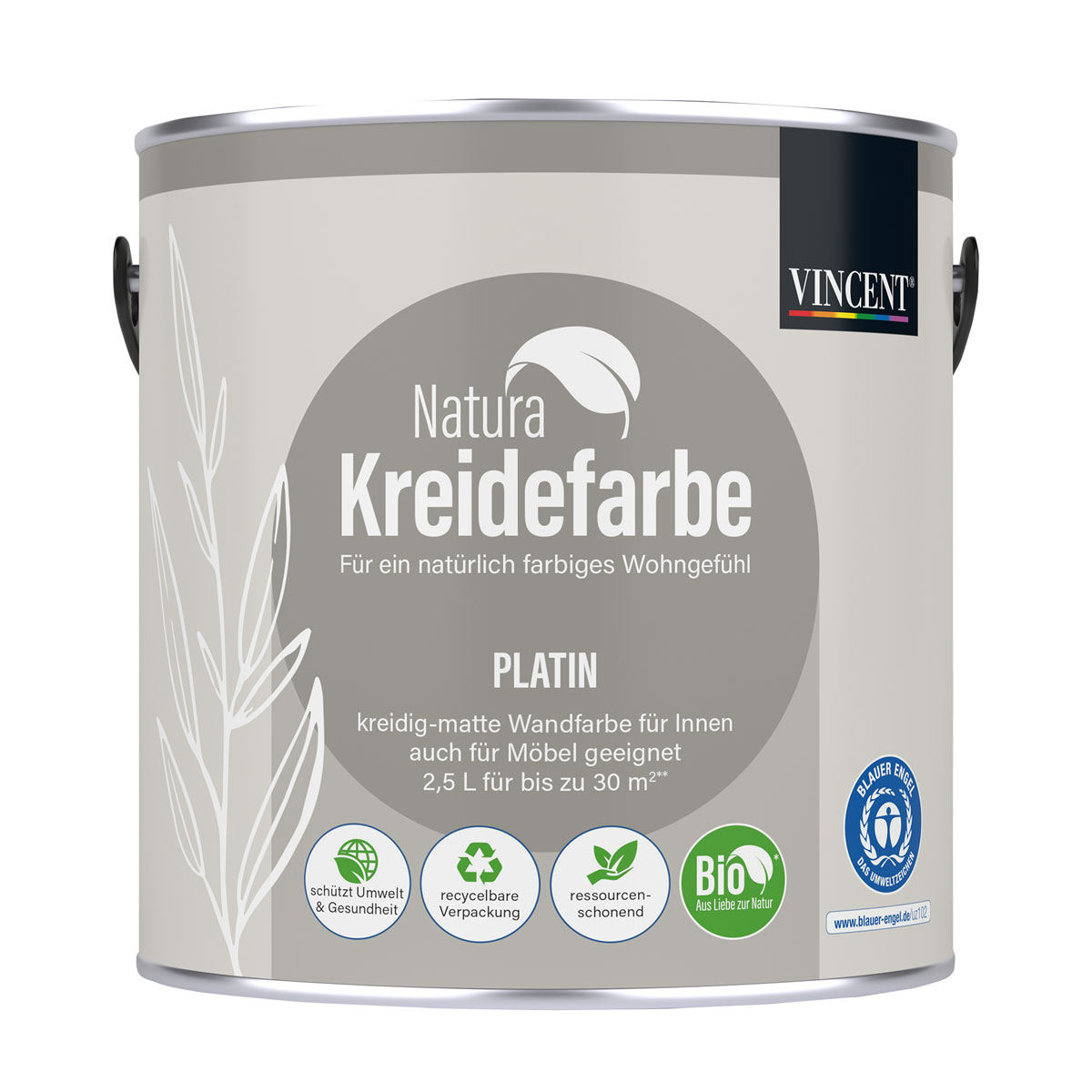 Vincent  Natura Kreidefarbe Platin matt 2,5 L Bild 1