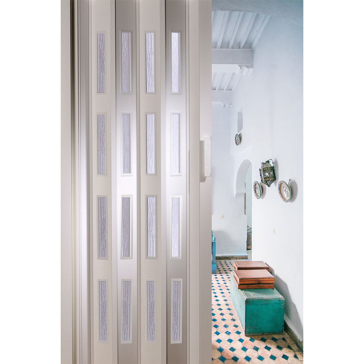 FORTE Kunststoff-Falttür Luciana B 88,5 x H 202 cm weiß 4 Fenster Bild 4