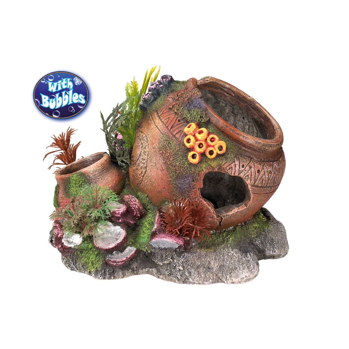 Aqua Ornaments Krug mit Muscheln Pflanzen ca 17,5 x 13 x 13 cm