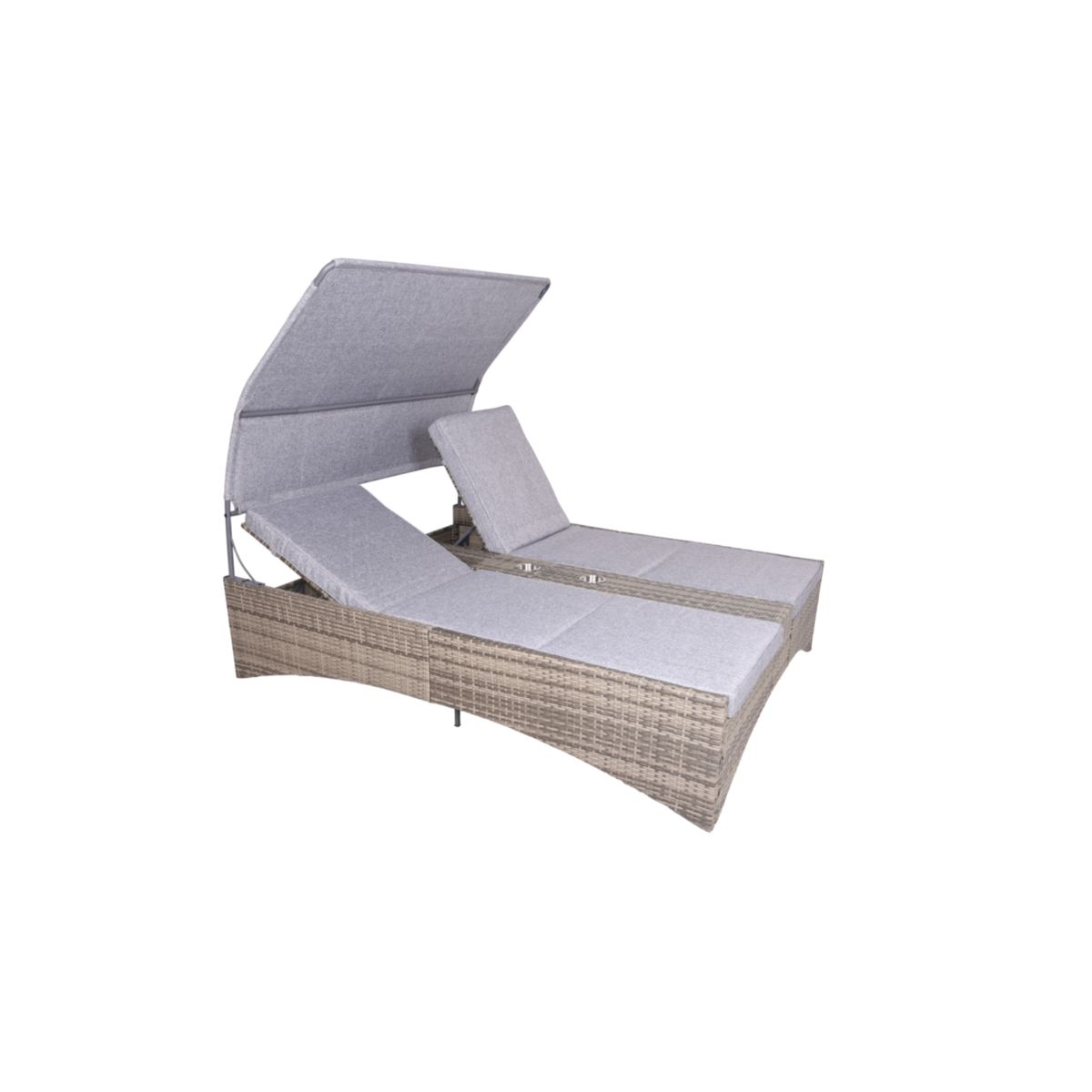 Garden Pleasure Doppelliege PESCARA Stahl, Kunststoffgeflecht, grau, schwarz Bild 2