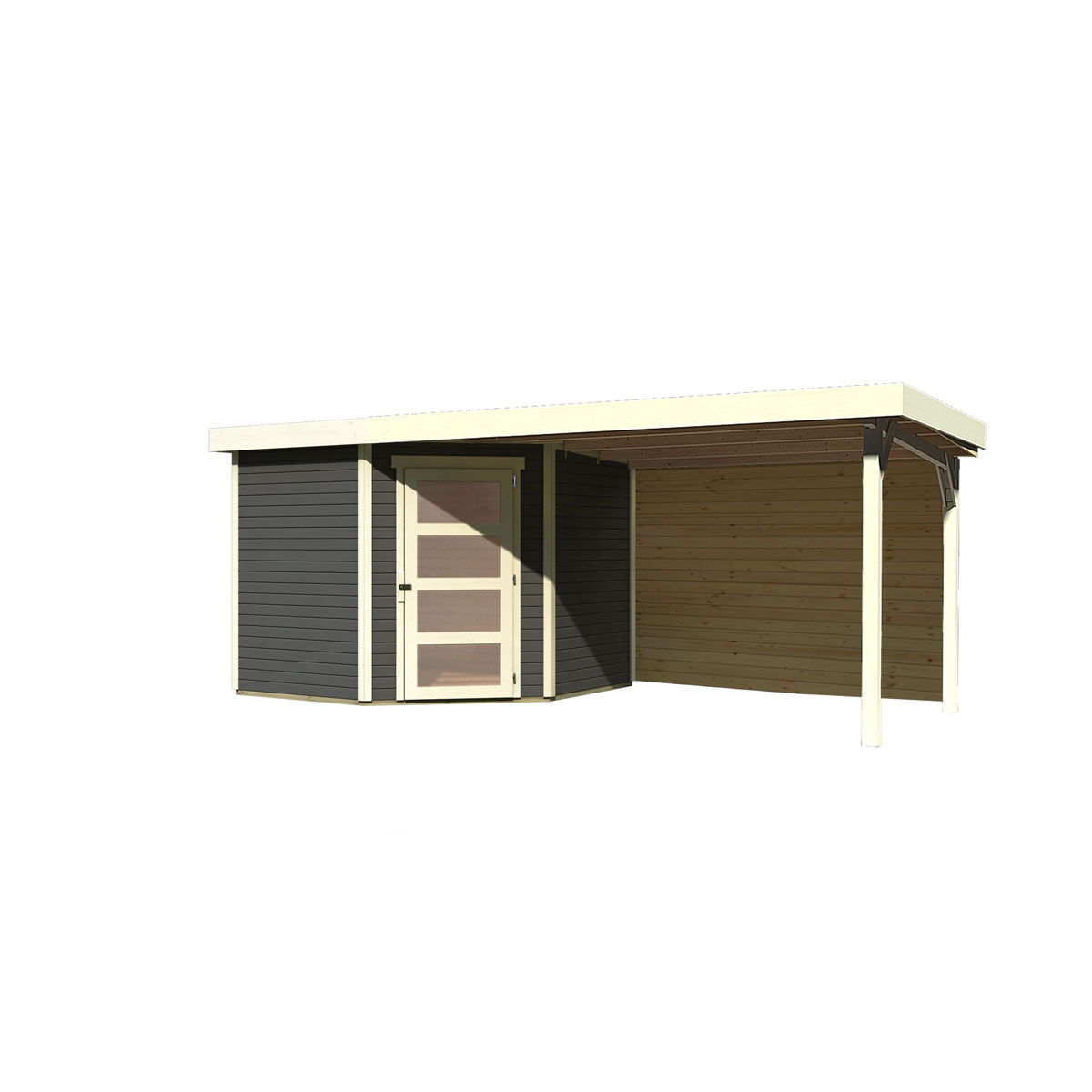 Karibu BBH Schwandorf 5 Set mit Anbau terragrau Bild 4