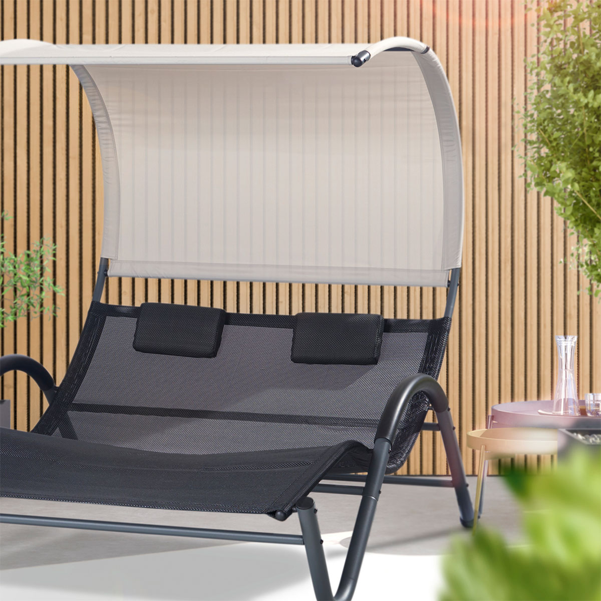 Leco Doppel Liege Gartenliege modern 195 x 140 x 162 cm Bild 2