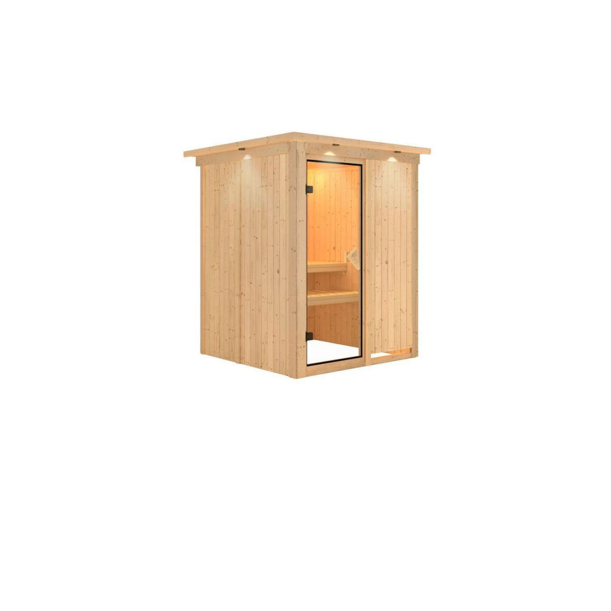 Karibu Systemsauna Minja 68 mm ohne Ofen mit Kranz Bild 2