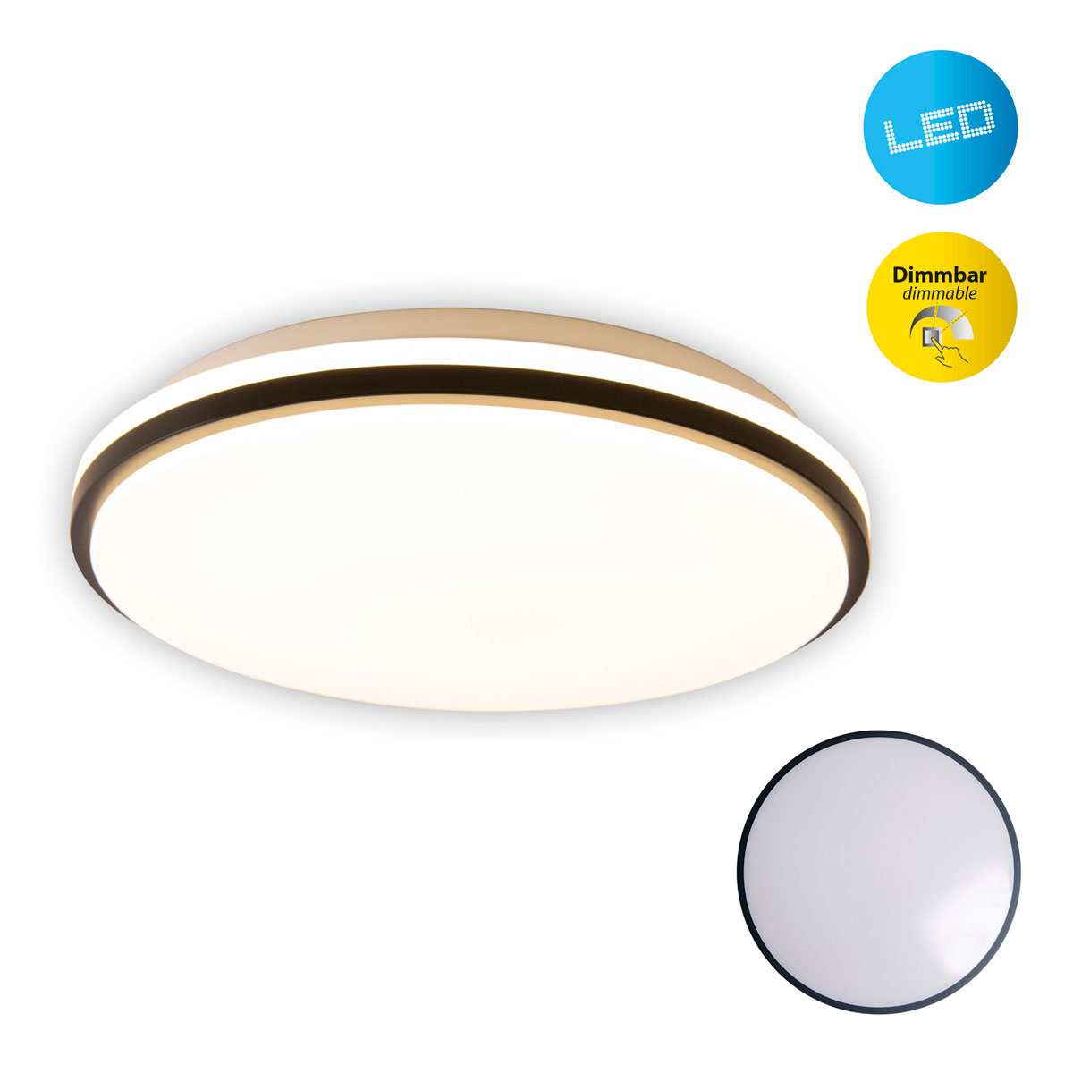 Naeve LED DL Irvine Metall/KS weissLxBxH: 30,5x30,5x6,5cm dimmbar Bild 2