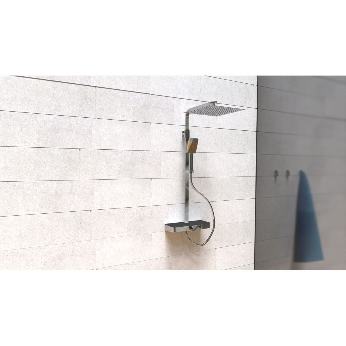 Überkopf-Brauseset Ocean mit Thermostatarmatur chrom/Anthrazit mit Ablage Bild 2