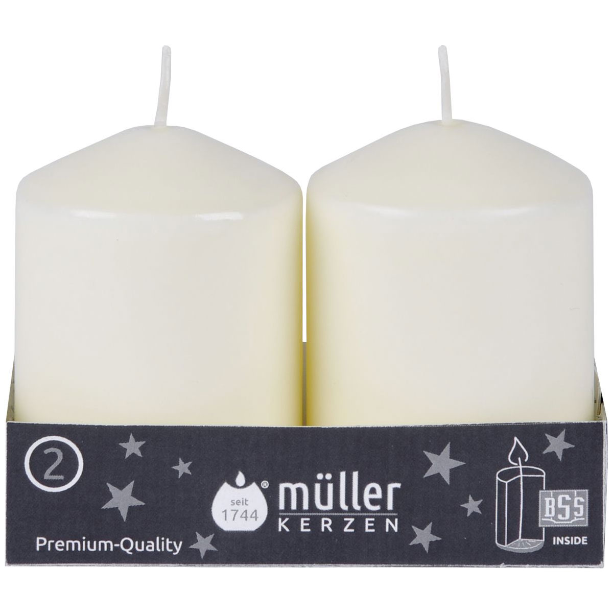 Stumpenkerzen Höhe 80 mm Durchmesser 55mm 2er Pack vanille