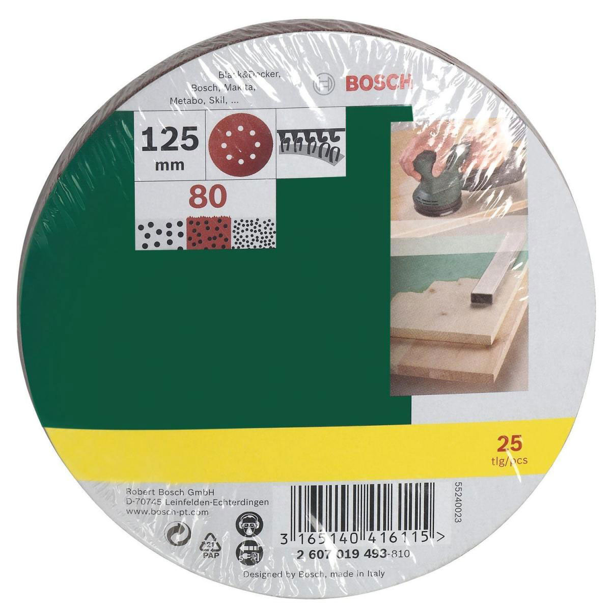 Bosch  Exzenterschleifblätter 12,5 cm P80 25 Stück Bild 2