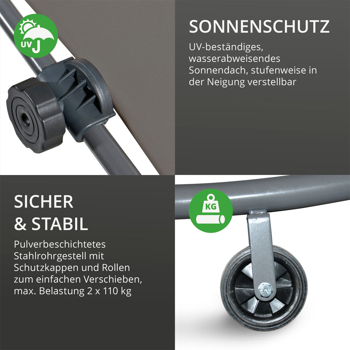 Leco Doppel-Gartenliege anthrazit Bild 4