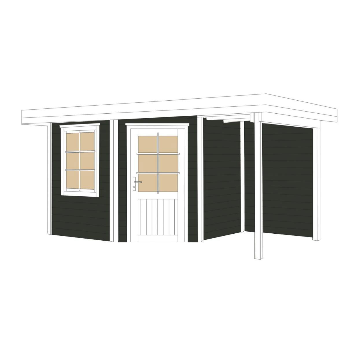 Weka Designhaus 213 A mit Anbau 150 cm 5-Eck 442 x 278 x 237 cm schwarz Bild 3